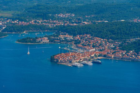 Aerial view of Korcula town in Croatia