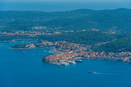 Vue aérienne de la ville de Korcula en Croatie