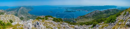 Korcula island viewed from Sveti Ilija mountain at Peljesac peninsula in Croatia