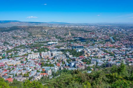 Panorama view of Tbilisi from Mtatsminda hill in Georgia