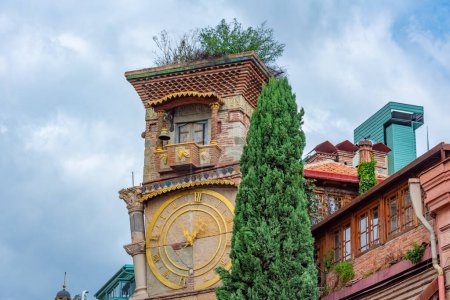 Famous clock tower in Georgian capital Tbilisi