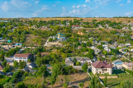 Vue panoramique du village de Trebujeni en Moldavie