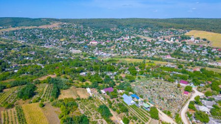 Panorama view of Capriana town in Moldova