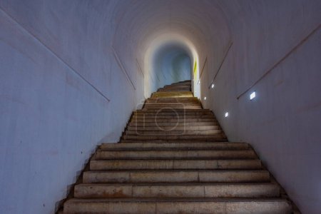 Staircase inside of the Njegos mausoleum in Montenegro