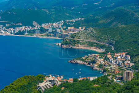 Panorama view of Budva and Adriatic coast in montenegro