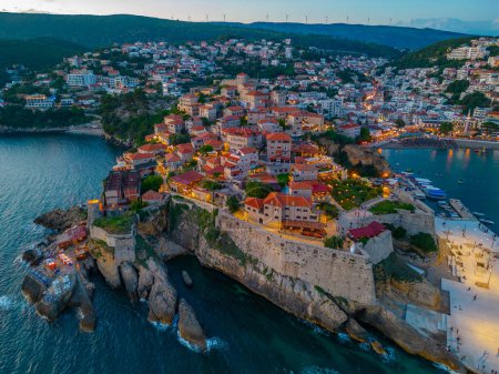 Photo for Sunset panorama view of Ulcinj in Montenegro - Royalty Free Image