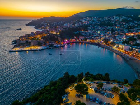 Photo for Sunset panorama view of Ulcinj in Montenegro - Royalty Free Image