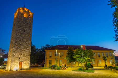 Photo for Night view of Sahat kula tower in capital of Montenegro Podgorica - Royalty Free Image
