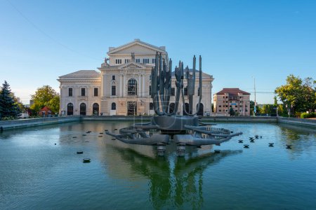 kinetic fountain and the palace of culture in Drobeta-Turnu Severin in Romania