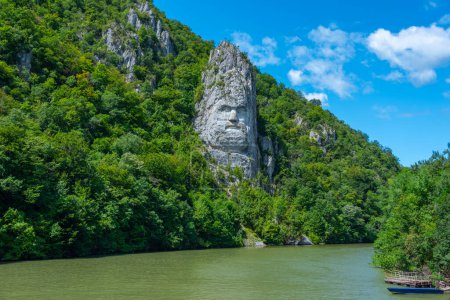 Photo for Rock Sculpture of Decebalus at Iron Gates national park in Romania - Royalty Free Image