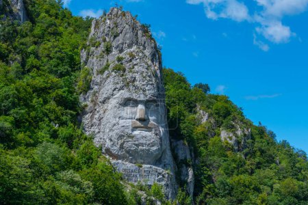 Photo for Rock Sculpture of Decebalus at Iron Gates national park in Romania - Royalty Free Image