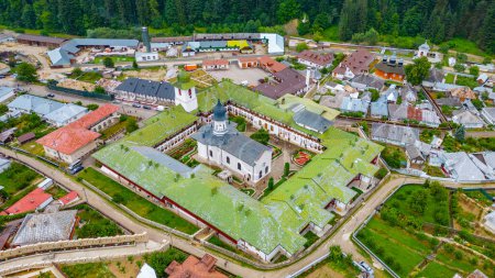Agapia monastery during a cloudy day in Romania