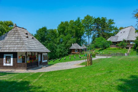 Casas históricas en Bucovina Village Museum en Suceava, Rumania
