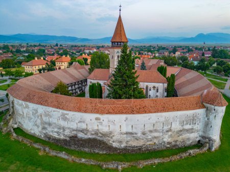 Sunset view of the Fortified Church in Prejmer, Romania
