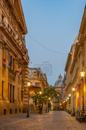 Sonnenaufgang in der Altstadt von Bukarest, Rumänien