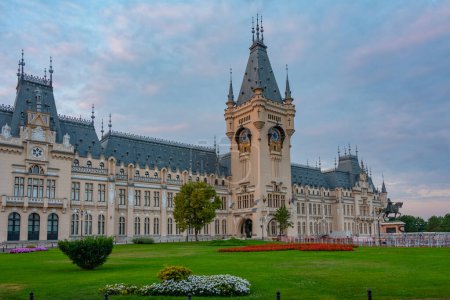 Sunrise view of the Palace of Culture in Iasi, Romania