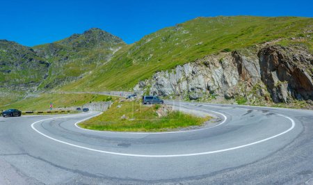 Transfagarasan road viewed during a sunny day in summer, Romania