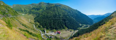 Transfagarasan road viewed during a sunny day in summer, Romania