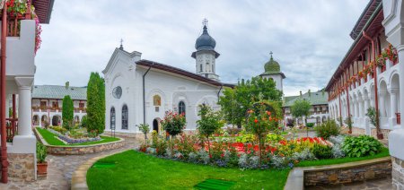 Agapia monastery during a cloudy day in Romania