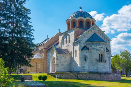 Studenica monastery during a sunny day in Serbia