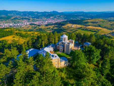 Djurdjevi Stupovi monastery in Serbia during a sunny day