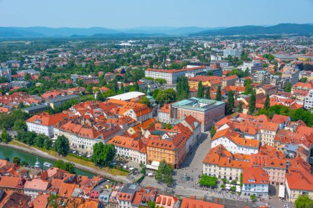 Aerial view of the University library at the Slovenian capital Ljubljana