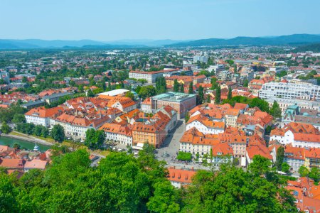 Aerial view of the University library at the Slovenian capital Ljubljana
