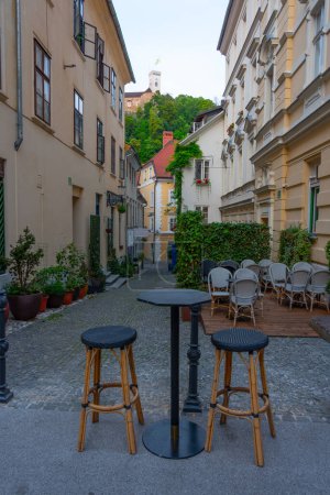 Restaurants in the historical center of Ljubljana, Slovenia