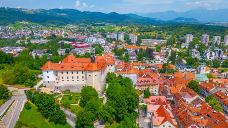 Photo for Skofja Loka castle overlooking Slovenian town with the same name - Royalty Free Image