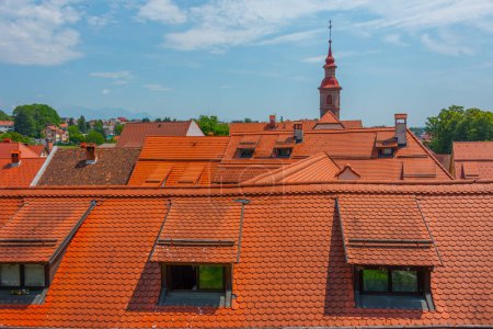 Red rooftops of Skofja Loka town in Slovenia