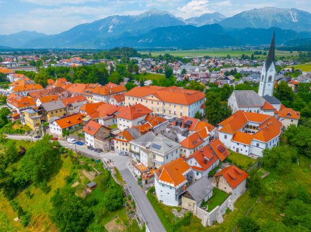 Aerial view of Slovenian town Radovljica