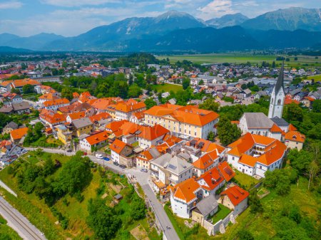 Aerial view of Slovenian town Radovljica