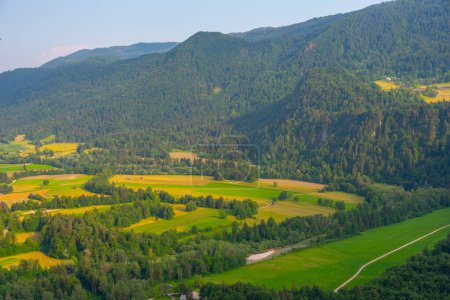 Vista aérea del campo rural en Eslovenia