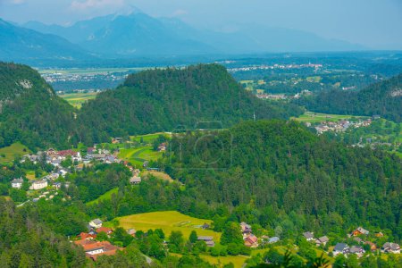 Vue aérienne de la campagne rurale en Slovénie