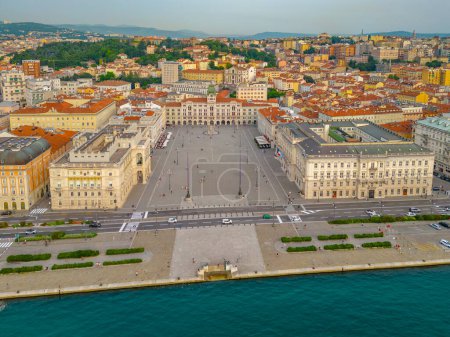 Aerial view of Piazza della Unita d'Italia in Italian town Trieste