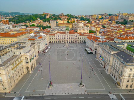 Aerial view of Piazza della Unita d'Italia in Italian town Trieste