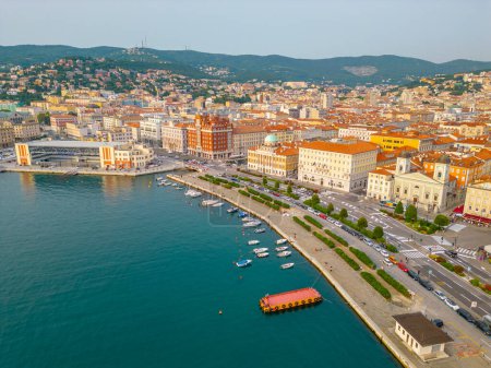 Aerial view of waterfront of Italian town Trieste