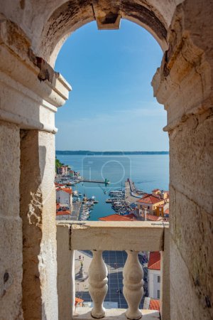 Photo for Aerial view of Slovenian town Piran - Royalty Free Image
