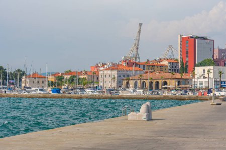 Boats mooring in the historical part of port of Koper in Slovenia