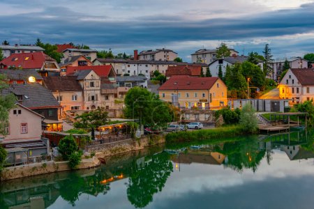 Photo for Sunset panorama view of Novo Mesto in Slovenia - Royalty Free Image