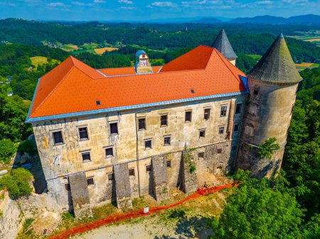 Aerial view of Podcetrtek castle in Slovenia