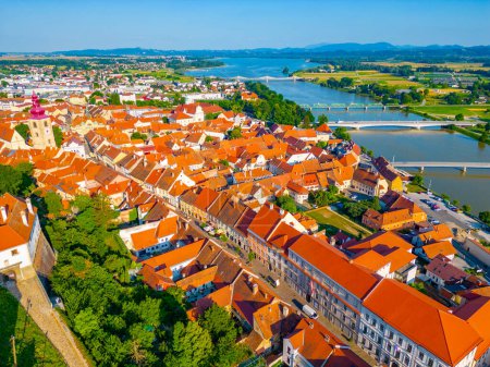 Aerial view of Slovenian town Ptuj