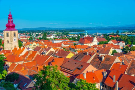 Aerial view of downtown of Slovenian town Ptuj