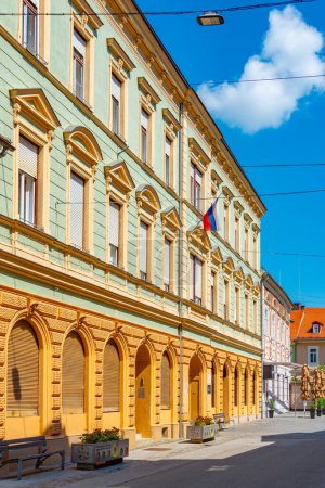 Facades of old houses in the historical center of Ptuj, Slovenia