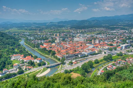 Aerial view of Slovenian town Celje