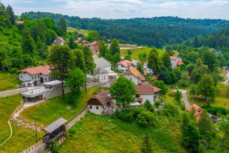Panorama of Predjama village in Slovenia
