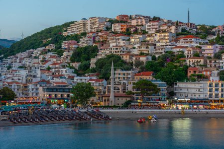 Photo for Ulcinj, Montenegro, July 6, 2023: Sunset at a beach in Ulcinj, Montenegro - Royalty Free Image