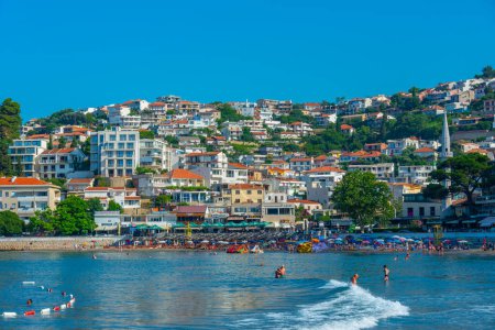 Photo for Ulcinj, Montenegro, July 7, 2023: Summer day at a beach in Ulcinj, Montenegro - Royalty Free Image