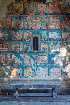 Photo for Arbore, Romania, August 17, 2023: Detail of Frescoes at the Arbore monastery in Romania - Royalty Free Image
