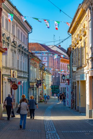 Foto de Maribor, Eslovenia, 26 de junio de 2023: Día soleado en una calle que conduce al castillo Maribor en Eslovenia - Imagen libre de derechos